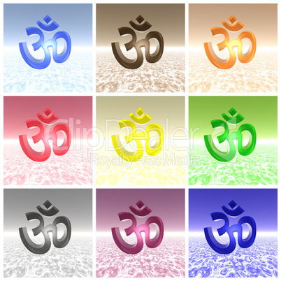 Colored aum / om collage