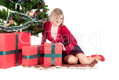 Happy woman with Christmas presents