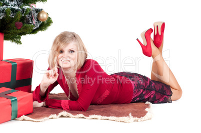 Happy woman with Christmas presents