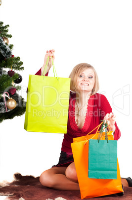 Happy woman with Christmas presents