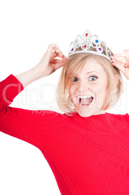 Portrait of beautiful woman with crown