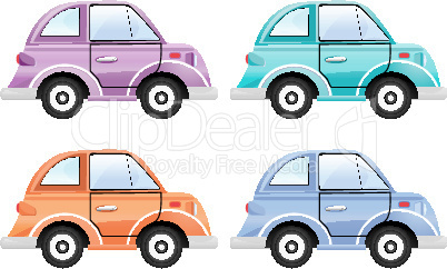 illset of colorful cars