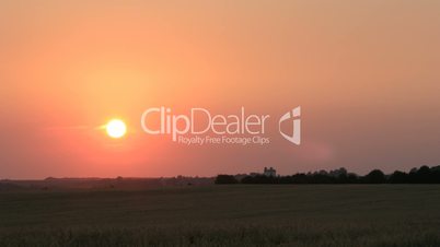 Sunset red sky time-lapse - countryside scene background