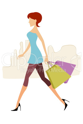 lady with shopping bags