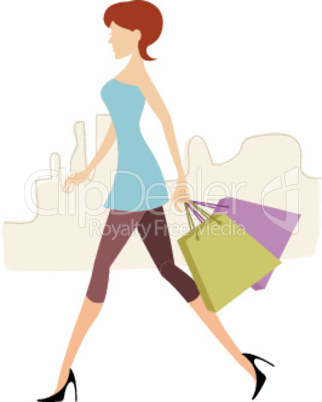 lady with shopping bags