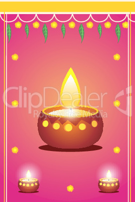 diwali card with diyas