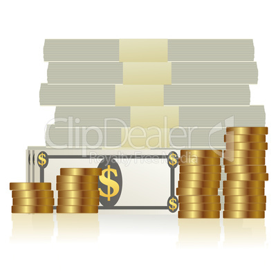 currency notes and dollar coins