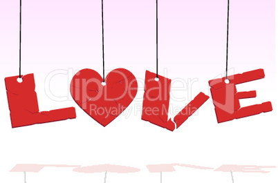 love text hanging