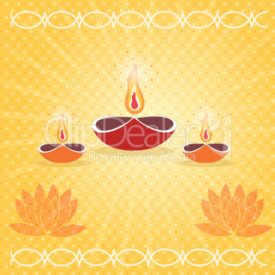 diwali card decorated with diya