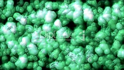 animation of green cells and virus.Bacteria,microbes,algae,cells,drugs,egg,bubble,cells,