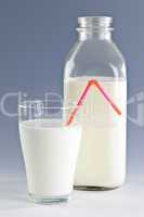 Bottle and glass of white milk