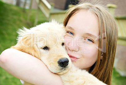 Girl with puppy