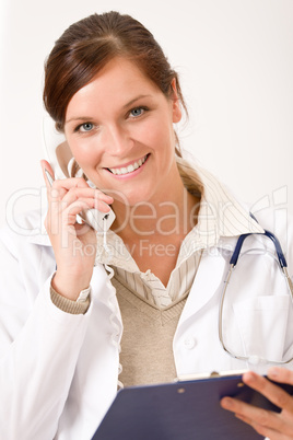 Female doctor on the phone