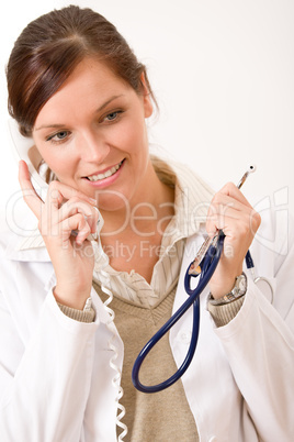 Female doctor on the phone