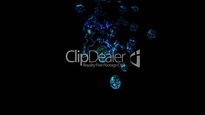 blue following water drop,splashing liquid.Mercury,underwater,macro,oil,