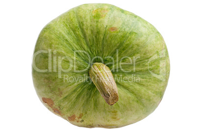 Green pumpkin isolated on white background.