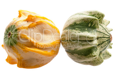 Colourful pumpkins isolated on white background.