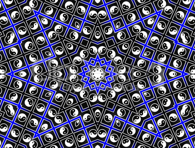 Yin Yang blue Star Mandala