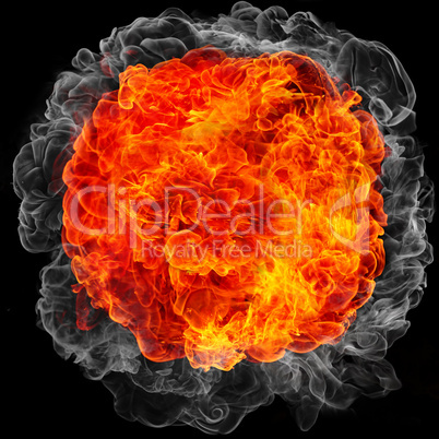 explosion with fire and smoke