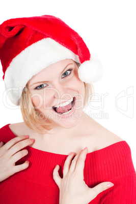 Portrait of beautiful woman santa