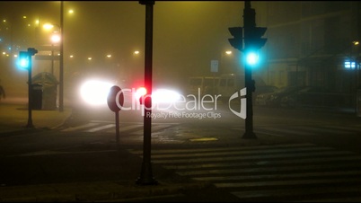 Street city in a fog