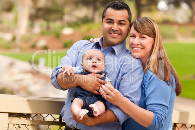 Happy Mixed Race Family Posing for A Portrait