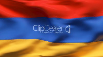 Creased satin ARMENIA flag in wind in slow motion