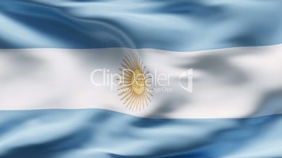 Creased satin ARGENTINA flag in wind in slow motion