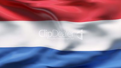 Creased satin DUTCH flag in wind in slow motion