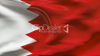 Creased satin BAHRAIN flag in wind in slow motion