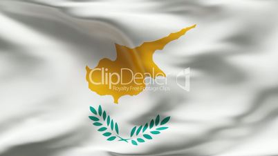 Creased satin CYPRUS flag in wind in slow motion