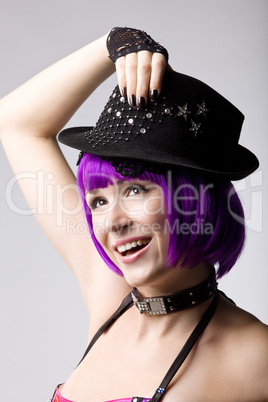 Beauty disco girl in hat