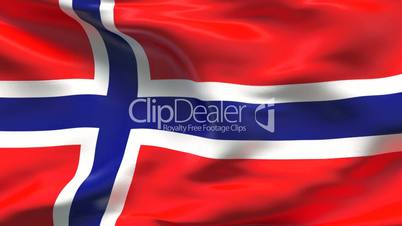 Creased satin NORWAY flag in wind in slow motion