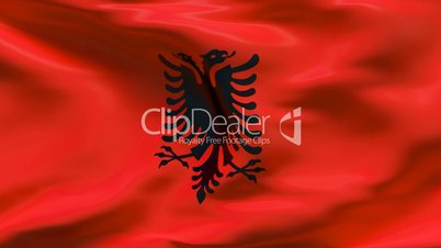 Creased satin ALBANIA flag in wind in slow motion