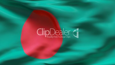 Creased satin BANGLADESH flag in wind in slow motion