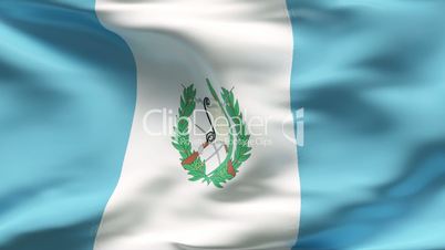 Creased satin GUATEMALA flag in wind in slow motion