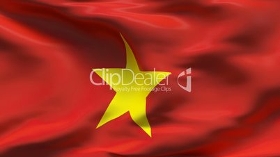 Creased satin VIETNAM flag in wind in slow motion