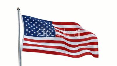 Creased USA flag in wind with alpha channel