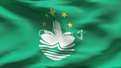 Creased MACAU flag in wind - slow motion