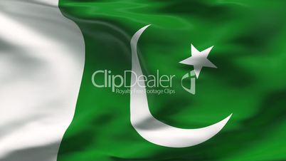 Creased PAKISTAN flag in wind - slow motion