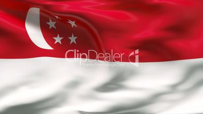 Creased SINGAPORE flag in wind - slow motion