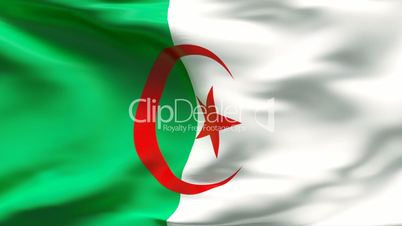 Creased ALGERIAN flag in wind - slow motion
