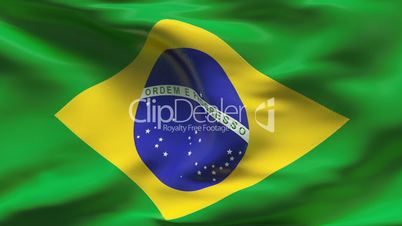 Creased BRASILIAN flag in wind - slow motion