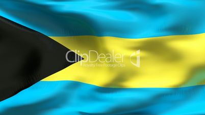Creased BAHAMAS flag in wind - slow motion