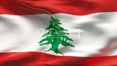 Creased LEBANON flag in wind - slow motion