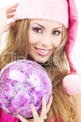 santa helper girl with ball