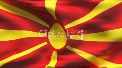 Textured MACEDONIA cotton flag with wrinkles and seams