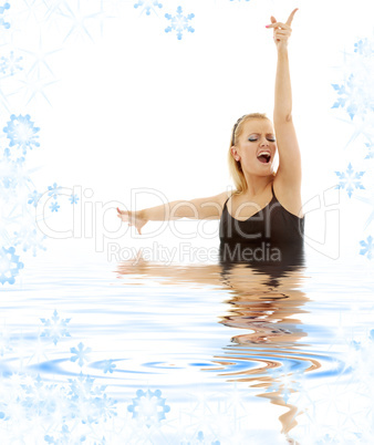 singing blonde in water