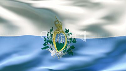 Textured SAN MARINO cotton flag with wrinkles and seams