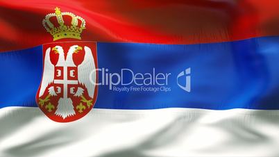 Textured SERBIA cotton flag with wrinkles and seams